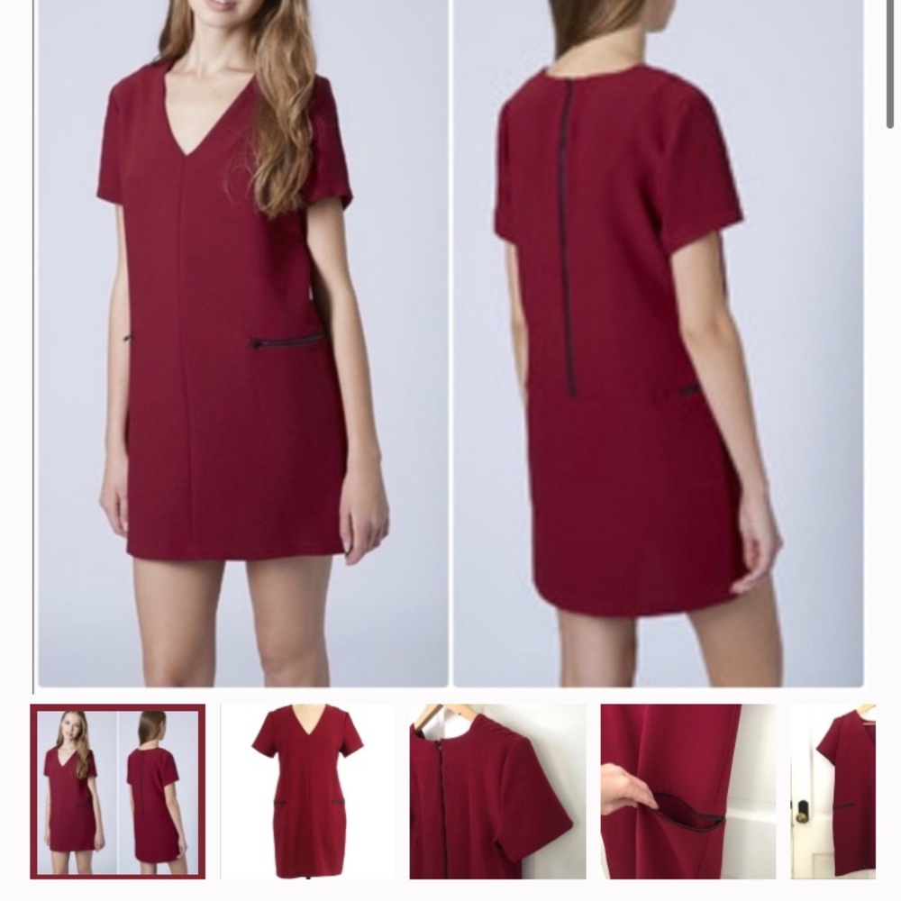 Topshop Burgundy Shift Dress